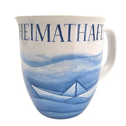 Becher Tasse "Heimathafen" "Ankerplatz" blaue Wellen Porzellan verschiedene Motive - Küstenliebe GmbH