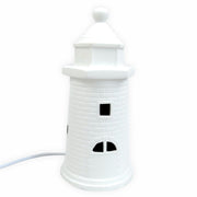 Maritime Porzellan Lampe Leuchtturm rund eckig weiß - Küstenliebe GmbH