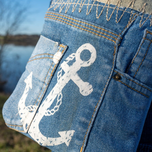 Maritime Tasche Umhängetasche Jeans Canvas Anker - Küstenliebe GmbH
