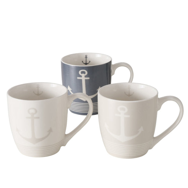 Maritimer Becher Tasse Föhr gestreift mit Anker - Küstenliebe GmbH