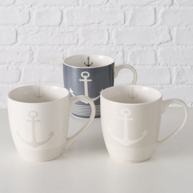 Maritimer Becher Tasse Föhr gestreift mit Anker - Küstenliebe GmbH