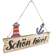 Maritimes Deko Schild Anhänger "Schön hier" aus Holz - Küstenliebe GmbH