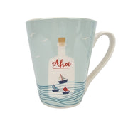 Tasse Becher "Ahoi" Schiff Segelboot blau Porzellan 310ml - Küstenliebe GmbH